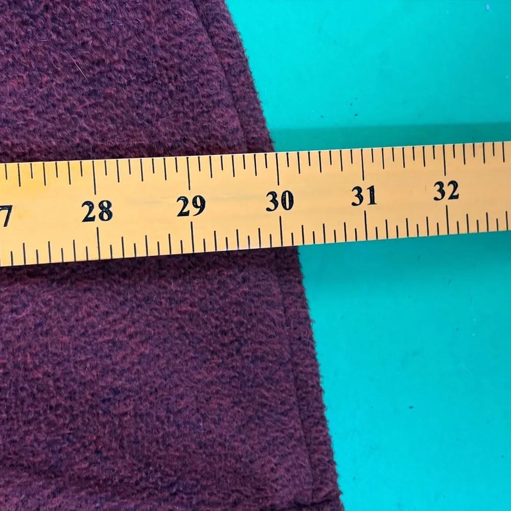 LL Bean Fleece Shacket Mens M Burgundy Reinforced Elbow Patches Shirt Jacket EUC